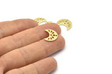 Brass Moon Charm, 24 Raw Brass Crescent Moon Phases Charms With 2 Holes (15x8x1mm) M01869