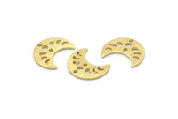 Pirinç Ay Tılsımı, 2 Delikli 24 Dokulu Ham Pirinç Hilal Ay Evreleri Tılsımı (15x8x1mm) M01865