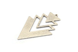 Silver Triangle Charm, 2 Antique Silver Plated Brass Tree Charms With 1 Loop (49x33x1mm) M01230 H1280