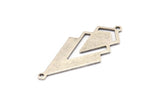 Silver Triangle Charm, 3 Antique Silver Plated Brass Diamond Charms With 2 Loops (51x22x1mm) M01153 H1289