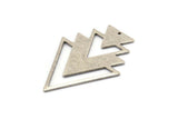 Silver Triangle Charm, 2 Antique Silver Plated Brass Tree Charms With 1 Hole (47x33x1mm) M01225 H1265