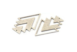 Silver Triangle Charm, 2 Antique Silver Plated Brass Tree Charms With 1 Hole (47x33x1mm) M01225 H1265