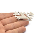 Silver Triangle Charm, 2 Antique Silver Plated Brass Tree Charms With 1 Hole (47x33x1mm) M01225 H1265