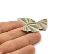 Silver Leaf Charm, 4 Textured Antique Silver Plated Brass Leaf Charms With 1 Hole, Findings (29x22x0.50mm) D0730 H1239