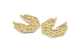Gold Honeycomb Pendant, 1 Gold Plated Brass Honeycomb Pendant With 2 Loops, Charms, Findings (31.5x32.5x1.3mm) BS 2052 H1684