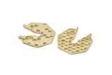 Gold Honeycomb Pendant, 1 Gold Plated Brass Honeycomb Pendant With 2 Loops, Charms, Findings (31.5x32.5x1.3mm) BS 2052 H1684