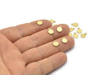 Brass Round Charm, 12 Raw Brass Round Charms With 1 Loop, Blanks (8x6x0.70mm) M01879