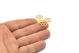 Gold Honeycomb Charm, 6 Gold Plated Brass Honeycomb Hexagon Charms (14x0.8mm) E080