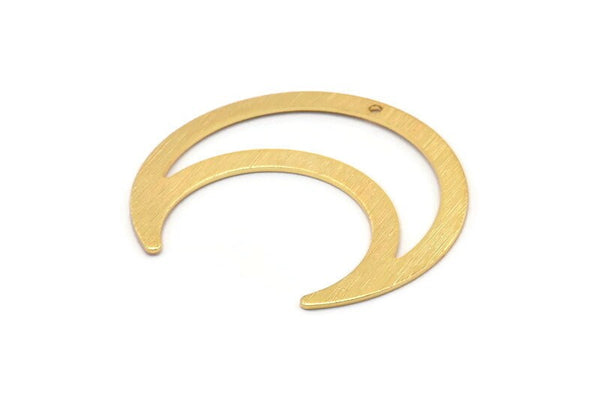 Gold Moon Charm, 2 Textured Gold Plated Brass Crescent Moon Charms With 1 Hole, Pendants (42x16x0.80mm) M176