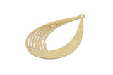 Gold Earring Charm, 4 Gold Plated Brass Textured Drop Earring Charms With 1 Loop Pendants, Findings (47x31mm) E425