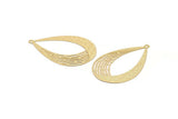 Gold Earring Charm, 4 Gold Plated Brass Textured Drop Earring Charms With 1 Loop Pendants, Findings (47x31mm) E425