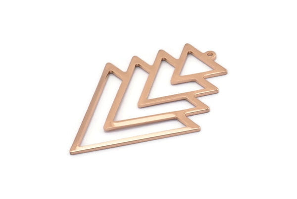 Rose Gold Triangle Charm, 2 Rose Gold Plated Brass Tree Charms With 1 Loop (49x33x1mm) M01234 Q0449