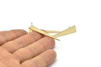 Gold Triangle Earring, 4 Textured Gold Plated Brass Triangle Stud Earrings (40x8x0.80mm) M146 A1554