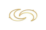 Gold Moon Charm, 2 Gold Plated Brass Crescent Moon Charms With 1 Loop And 2 Holes (50x17x0.90mm) M845 Q1063