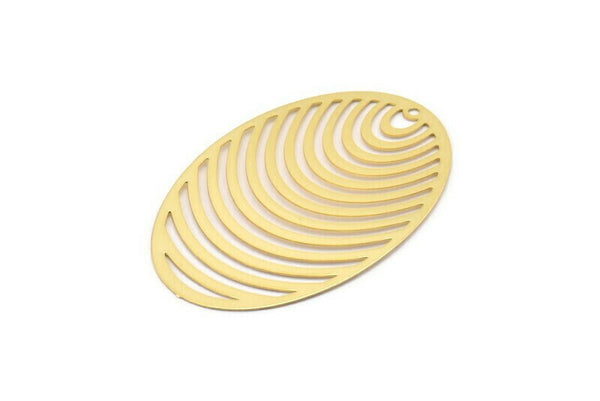 Altın Oval Charm, 1 Delikli 4 Altın Kaplama Pirinç Oval Küpe Charm'ı, Bulgular (40x26mm) D0632