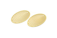 Altın Oval Charm, 1 Delikli 4 Altın Kaplama Pirinç Oval Küpe Charm'ı, Bulgular (40x26mm) D0632
