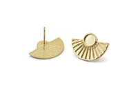 Gold Sun Earring, 2 Gold Plated Brass Sunshine Stud Earrings - Pad Size 6mm (22x15mm) N1115