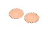 Copper Circle Charm, 2 Raw Copper Circle Charms With 1 Hole, Copper Pendants, Findings, (25x0.80mm) M02140