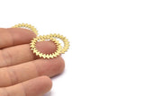 Brass Circle Charm, 2 Textured Raw Brass Circle Charms With 2 Holes, Brass Pendants, Findings (25x0.80mm) M02156