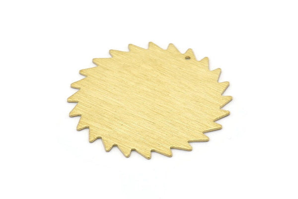 Brass Circle Charm, 2 Textured Raw Brass Circle Charms With 1 Hole, Brass Pendants, Findings (42x0.80mm) M02146