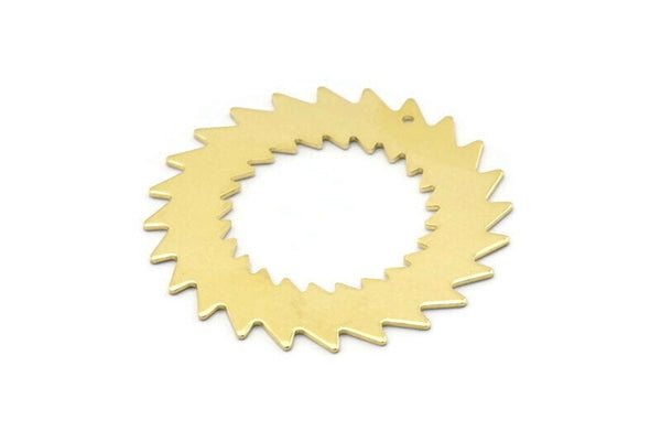 Brass Circle Charm, 2 Raw Brass Circle Charms With 1 Hole, Brass Pendants, Findings (42x0.80mm) M02153