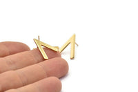 Gold Earring, 4 Gold Plated Brass V Shaped Stud Earrings (19x15x1mm) M01212 A2272