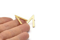 Gold Earring, 4 Gold Plated Brass V Shaped Stud Earrings (23x19x1mm) M01215 A2246