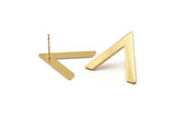 Gold Earring, 2 Gold Plated Brass V Shaped Stud Earrings (28x23x1mm) M01247 A2273