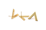 Gold Earring, 2 Gold Plated Brass V Shaped Stud Earrings (22x18x1mm) M01243 A2289