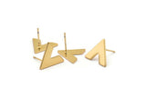 Gold Earring, 4 Gold Plated Brass V Shaped Stud Earrings (15x13x1mm) M01239 A2240