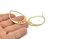 Gold Drop Earrings, 2 Gold Plated Brass Moon Phases Stud Earrings (45x36x0.80mm) M1006 A2276