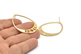 Gold Drop Earrings, 2 Gold Plated Brass Moon Phases Stud Earrings (45x36x0.80mm) M1006 A2276