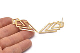 Gold Triangle Earring, 2 Gold Plated Brass Diamond Stud Earrings (46x22x1mm) M01216 A2305
