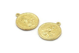 Brass Virgo Charm, 4 Raw Brass Virgo Charms With 1 Loop (17x20mm) F-92