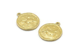 Brass Taurus Charm, 4 Raw Brass Taurus Charms With 1 Loop (17x20mm) F-98