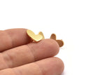 Gold Heart Earring, 4 Gold Plated Brass Heart Stud Earrings (14x11x1mm) M854 A2238 Q1087