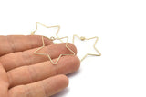 Star Wire Earring, 4 Gold Plated Brass Star Shape Wire Earrings, Jewelry Supplies, Findings, Charms (35x0.70mm) E351