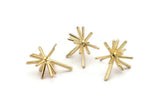 Gold Sea Urchin Earring, 2 Gold Plated Brass Sea Urchin Stud Earrings (23x20mm) N1360 H0507