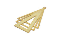 Gold Triangle Charm, 4 Gold Plated Brass Triangle Charms With 1 Loop, Earrings, Pendants (43x27mm) D0629
