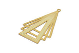 Gold Triangle Charm, 4 Gold Plated Brass Triangle Charms With 1 Loop, Earrings, Pendants (43x27mm) D0629