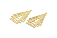 Gold Triangle Charm, 4 Gold Plated Brass Triangle Charms With 1 Loop, Earrings, Pendants (43x27mm) D0629