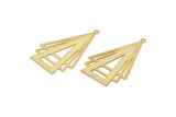 Gold Triangle Charm, 4 Gold Plated Brass Triangle Charms With 1 Loop, Earrings, Pendants (43x27mm) D0629