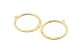 Gold Round Earring, 2 Gold Plated Brass Round Earring Charms With 1 Loop and 3 Holes, Pendants, Findings (40mm) E547