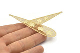 Gold Earring Charm, 4 Gold Plated Brass Textured Flower Earring Charms With 1 Loop Pendants, Findings (80x20mm) E423