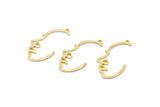 Gold Face Charm, 12 Gold Plated Brass Face Charms With 1 Loop, Pendants, Earrings, Findings (31x16x1mm) D0617