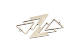 Silver Triangle Charm, 4 Antique Silver Plated Brass Triangle Charms With 1 Loop (49x21x1mm) M01119 H1298