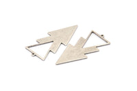 Silver Triangle Charm, 4 Antique Silver Plated Brass Triangle Charms With 1 Loop (49x21x1mm) M01110 H1294