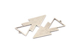 Silver Triangle Charm, 4 Antique Silver Plated Brass Triangle Charms With 1 Loop (49x21x1mm) M01110 H1294