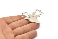 Silver Triangle Charm, 4 Antique Silver Plated Brass Triangle Charms With 1 Loop (49x21x1mm) M01110 H1294