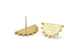 Gold Sun Earring, 2 Hammered Gold Plated Brass Sunshine Stud Earrings (23x12mm) N1099